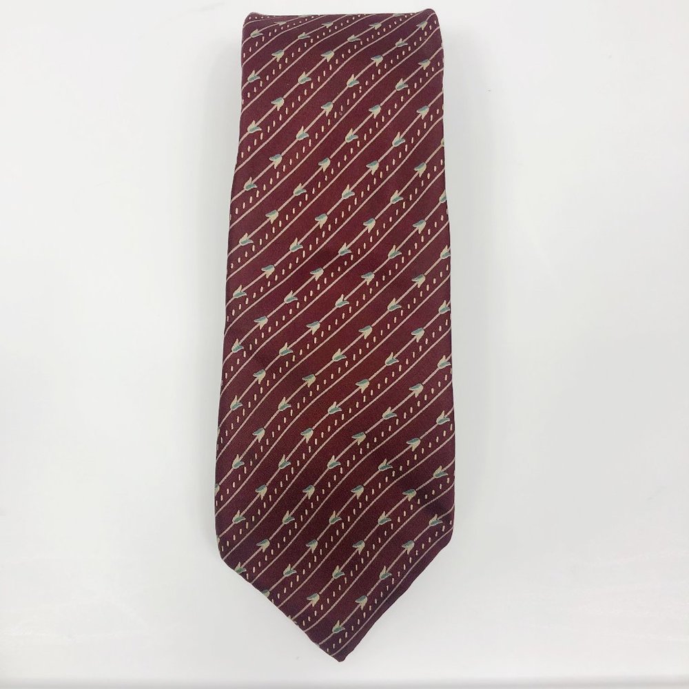 Christian Dior Dark Red‎ Dot Print 100% Silk Tie